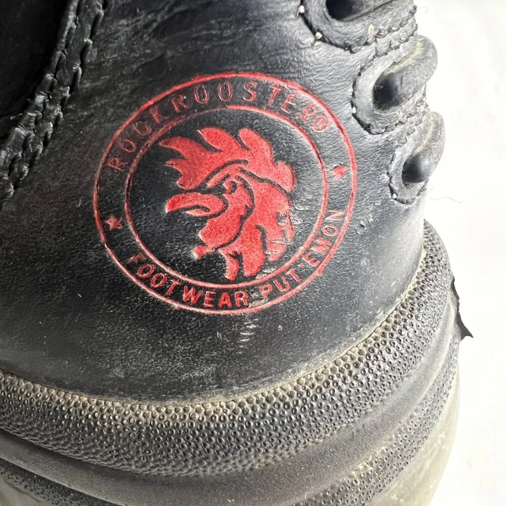 RockRooster Bakken Black Pull on Leather Work Boots Unisex (M9‎ | W10.5)